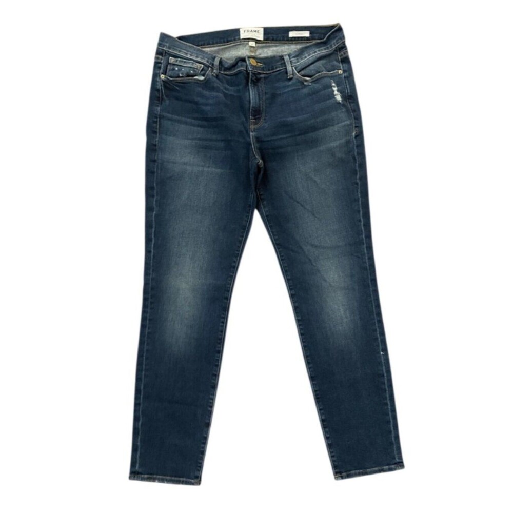 FRAME Denim Le Garcon Azure Slim Boyfriend Jeans Size 30x29 Mid Rise Stretch